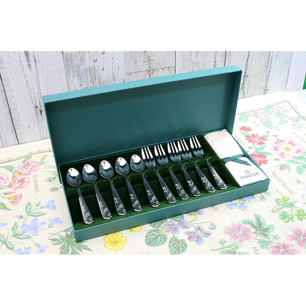 Castle Enterprise MINTON VICTORIA STRAWBERRY Teaspoon & Cake Fork Set of 10 Made in Japan Gift Package Specifications
