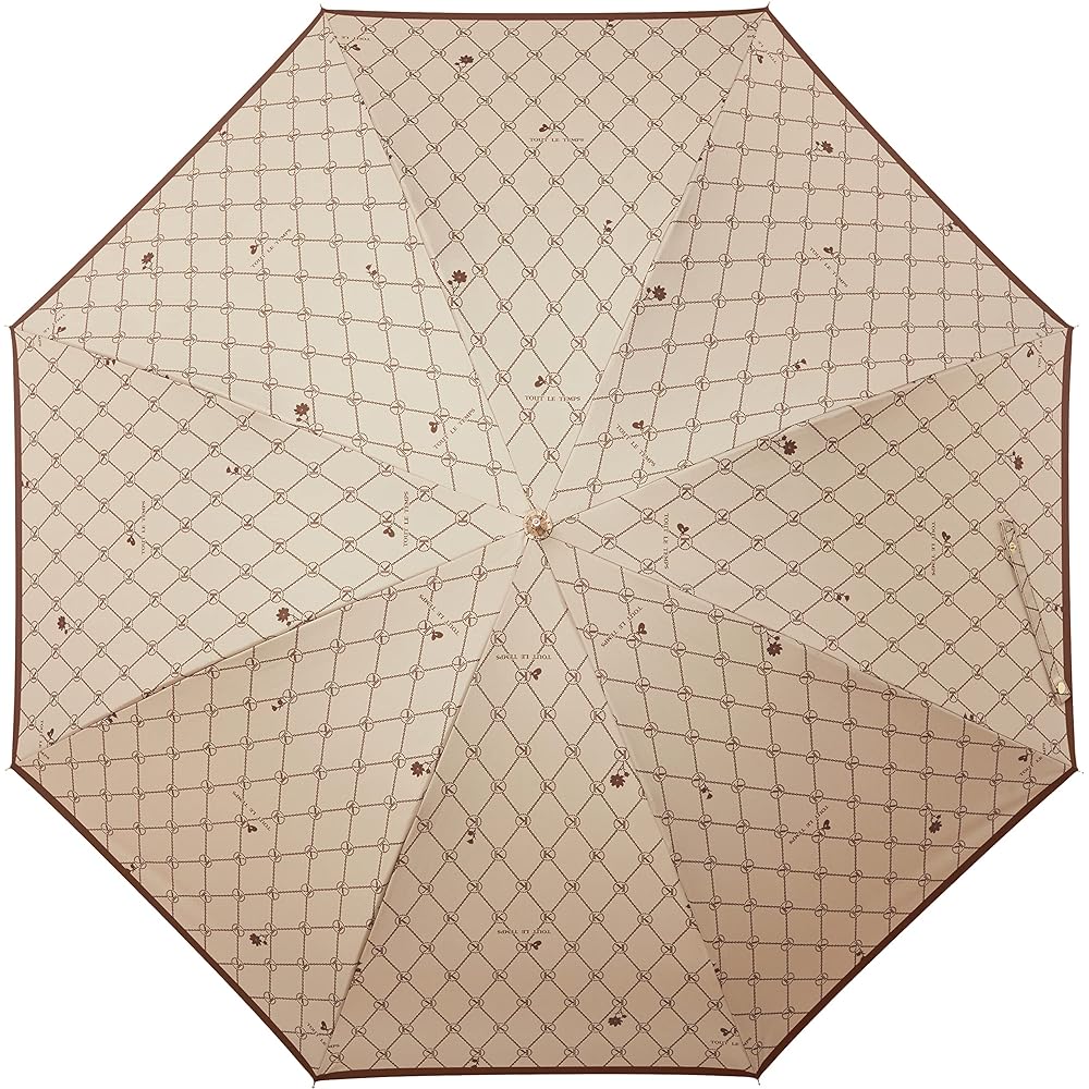 [Cocochi] MOONBAT Monogram Women's Umbrella, Rain Umbrella, Long Umbrella, Sunny and Rainy Umbrella, Women's Gift, 10666 [UV Shielding, Light Shielding, Heat Shielding Effect, Super Water Repellent, Lightweight] 21-353-10666-00 Brown, Rib Length: Approx.