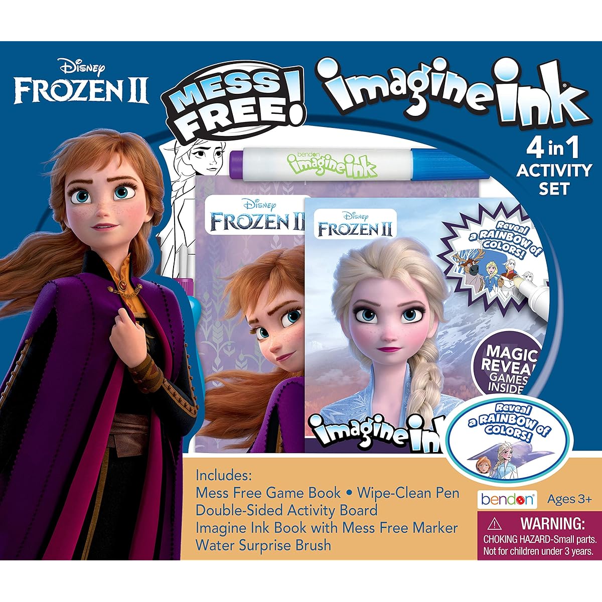 Disney Frozen 2 Anna and Elsa Imagine Ink 4-in-1 Coloring Box Set with No-Mess Markers and 2 Imagine Ink Books 45849 Bendon