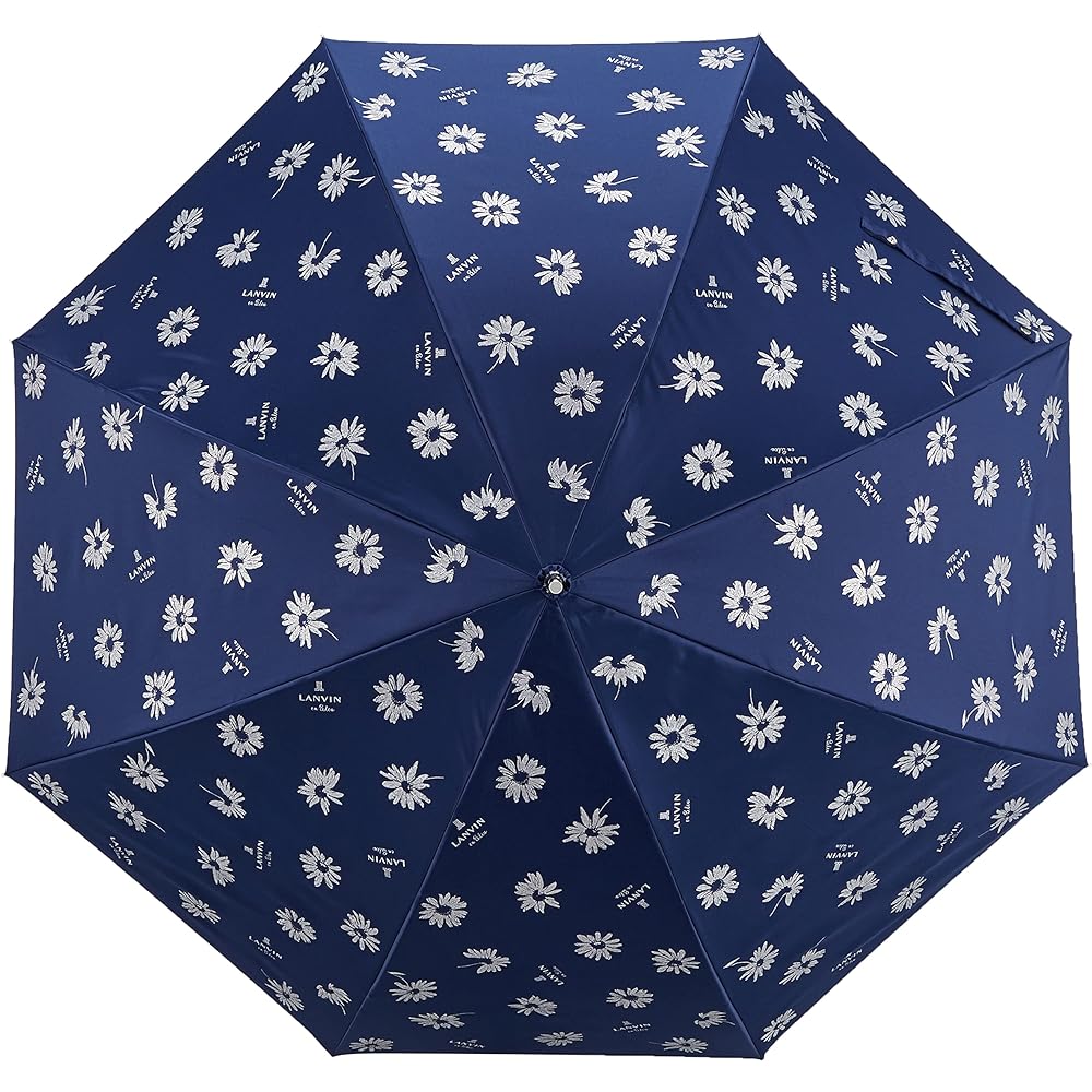 [Lanvin on Bleu] MOONBAT LANVIN en Bleu Glitter Print Floral Pattern Long Umbrella Umbrella Jump Umbrella Windproof Women's Gift Present 21-084-10747-00-74-60 Navy Blue Length of rib: Approx. 60cm