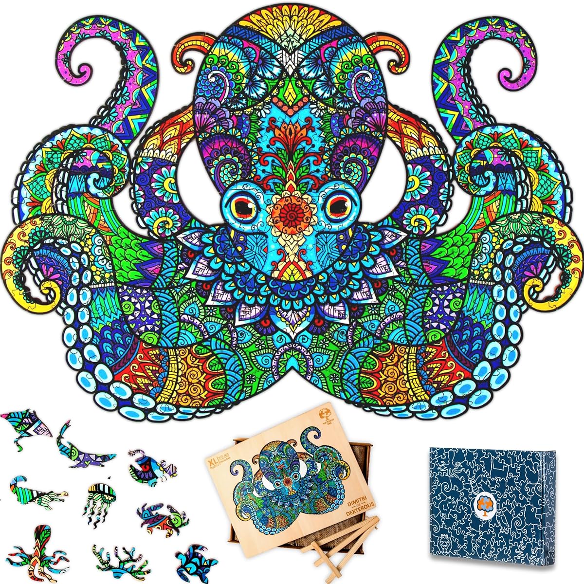 The Puzzled Tree Adult Jigsaw Puzzle XL 325 Pieces (18.1"x13") - Octopus Wooden Jigsaw Puzzle for Adults