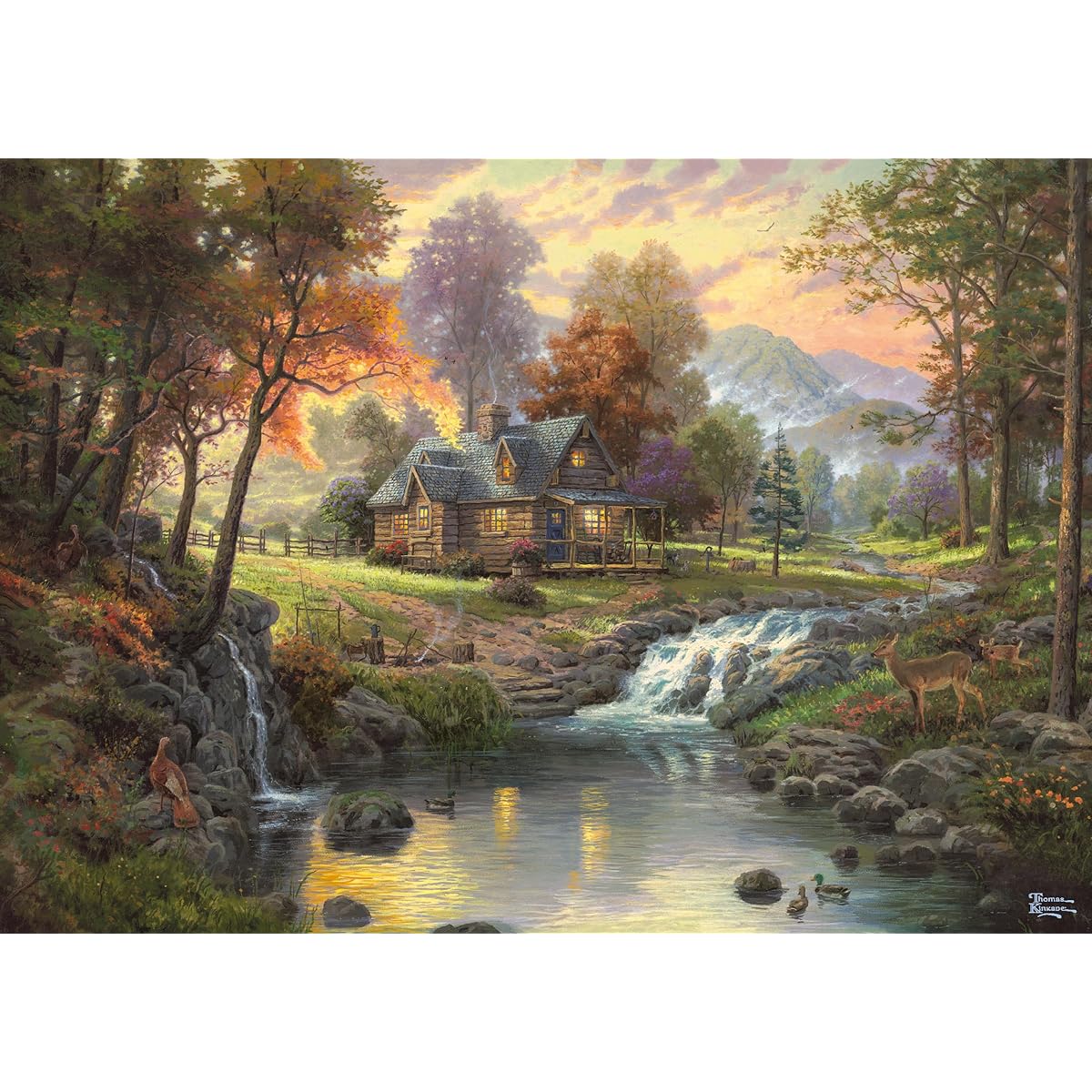 1000 Piece Jigsaw Puzzle Schmidt-Spiele Mountain Cottage Kinkade: Mountain Retreat 49.3 x 69.3 cm 58445 [Parallel Import]