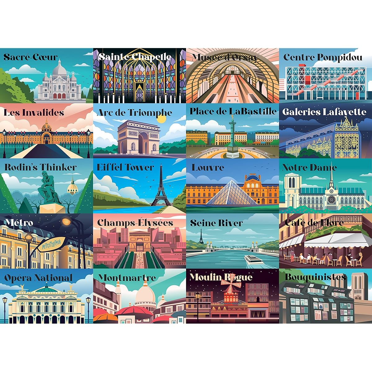LetsPuzl Paris Landmarks Jigsaw Puzzle - Stunning 1000 Piece Puzzle for Adults/Travel Puzzle/Jigsaw Puzzle for Adults/Over 1000 Pieces/20" x 27"/3 Fun Bonus Items