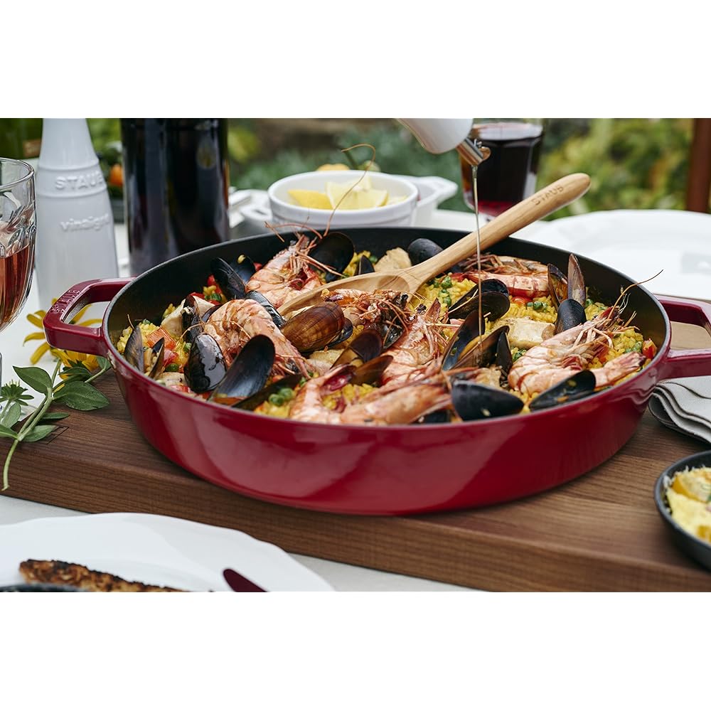 staub "Double Handle Frying Pan Cherry 20cm" Skillet Both Hands Cast Enamel IH Compatible [Authorized Japanese Product] Double Handle Frying Pan 40511-661