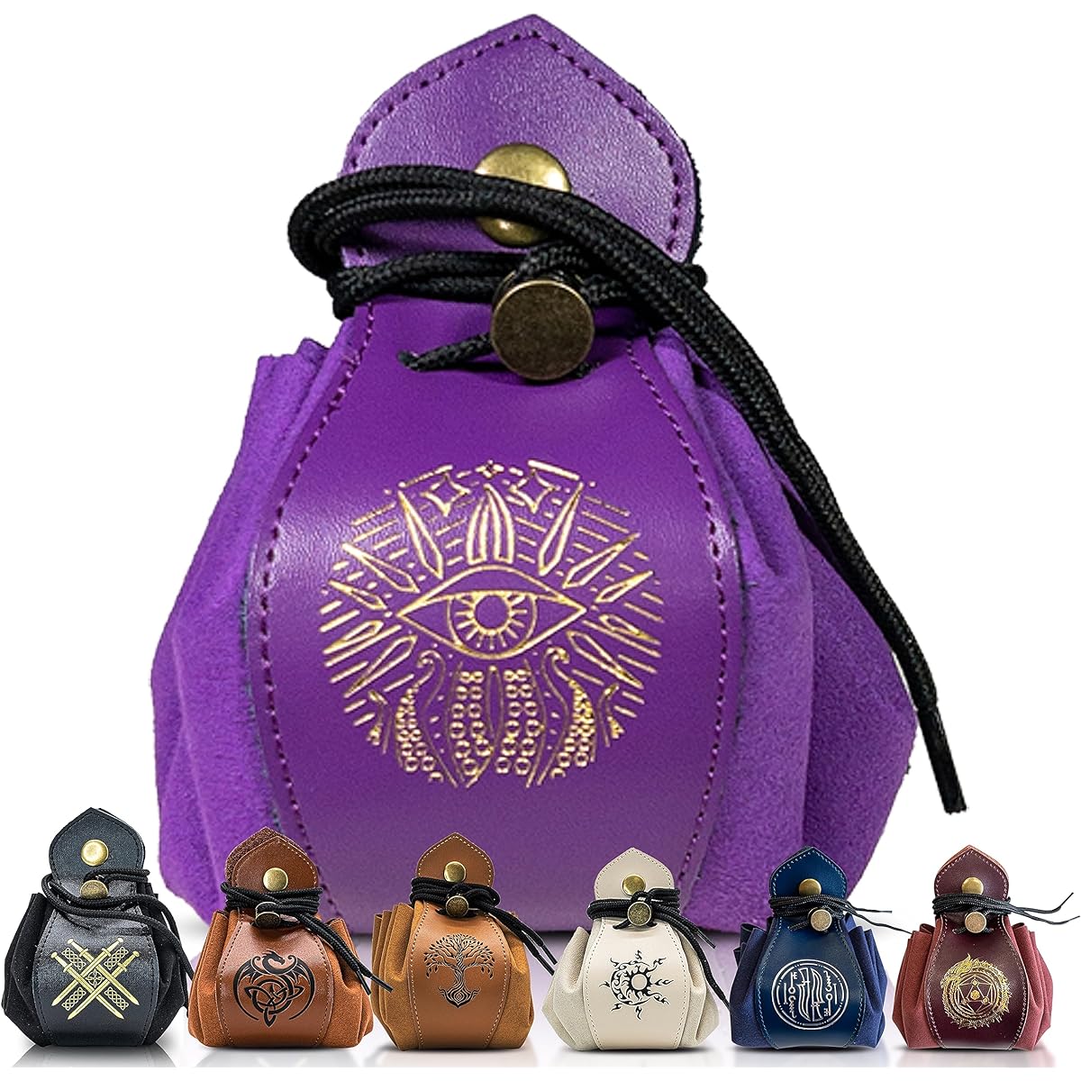 Guilt Free Gaming Genuine Leather RPG Bag for Coins Currency Dice Small Accessories Purple