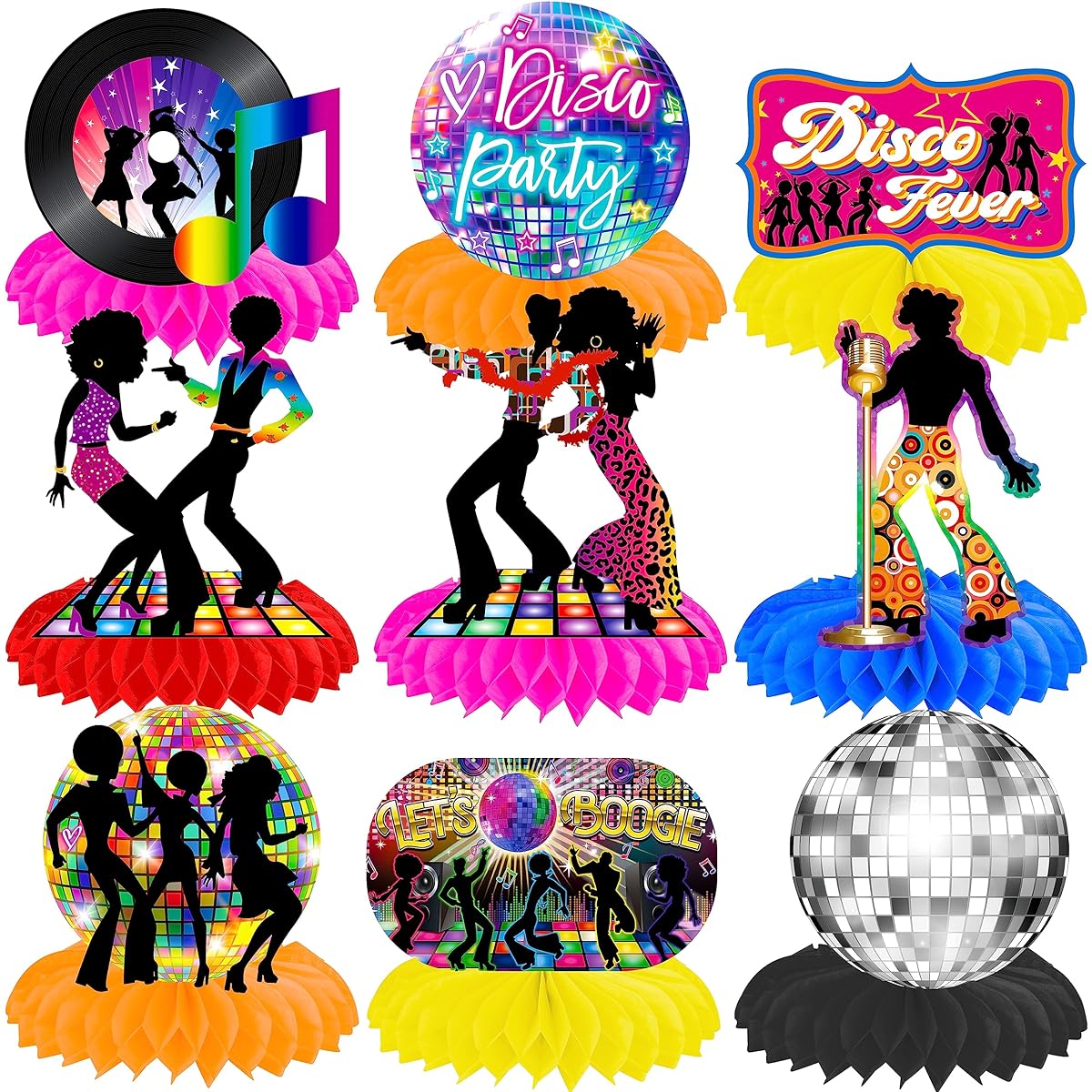 Disco Theme Party Honeycomb Centerpieces