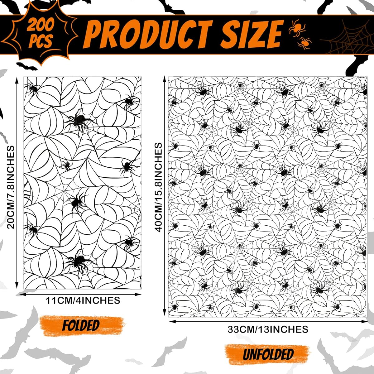 Mimorou Halloween Napkins Spider Web Paper Napkins Spooky Party Disposable Napkins Luncheon Cocktail Paper Halloween Party Supplies for Halloween Decorations (200)