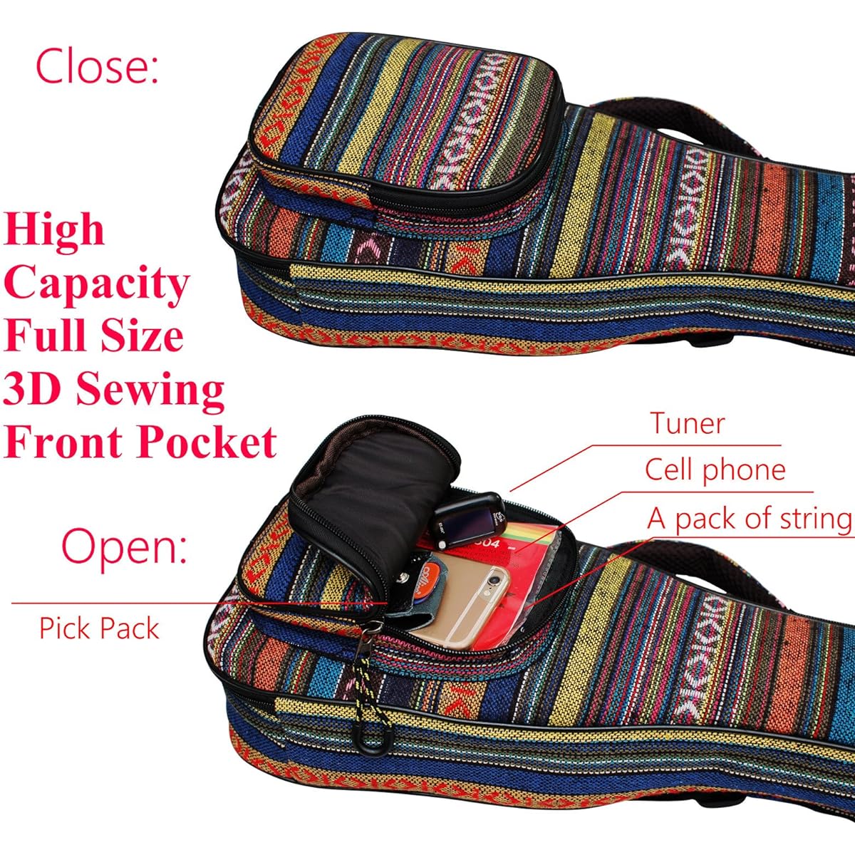 MUSIC FIRST 26 Inch Tenor Country Style Ukulele Bag Gig Bag Ukulele Case Ukulele Cover Version 3.0