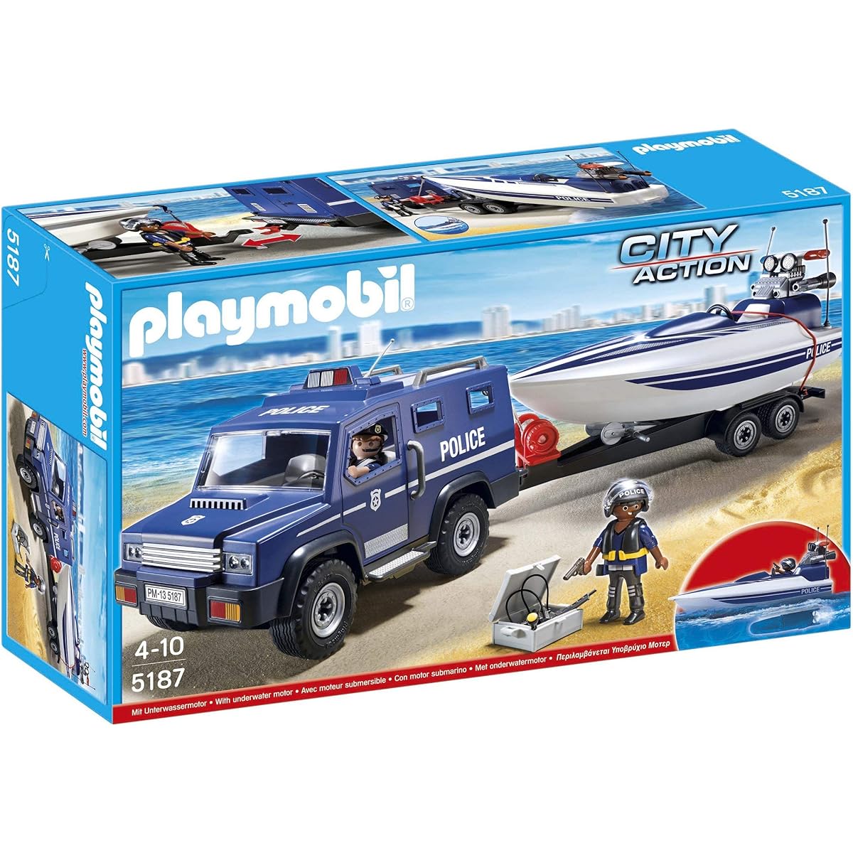 Playmobil Police Truck with Speedboat
