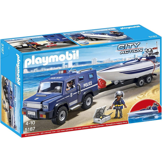 Playmobil Police Truck with Speedboat