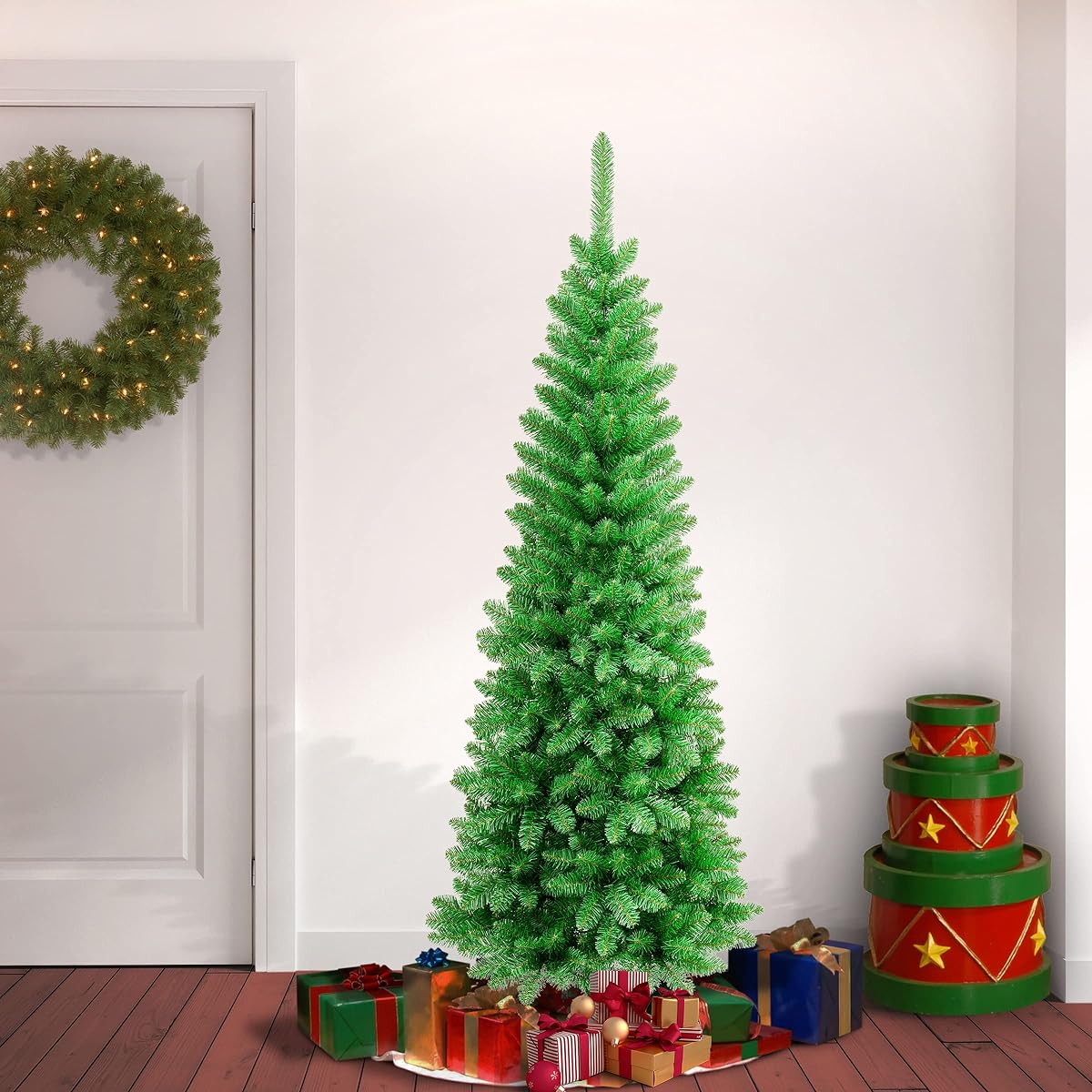 National Tree Company First Traditions Rowan Pencil Slim Christmas Tree, 6'
