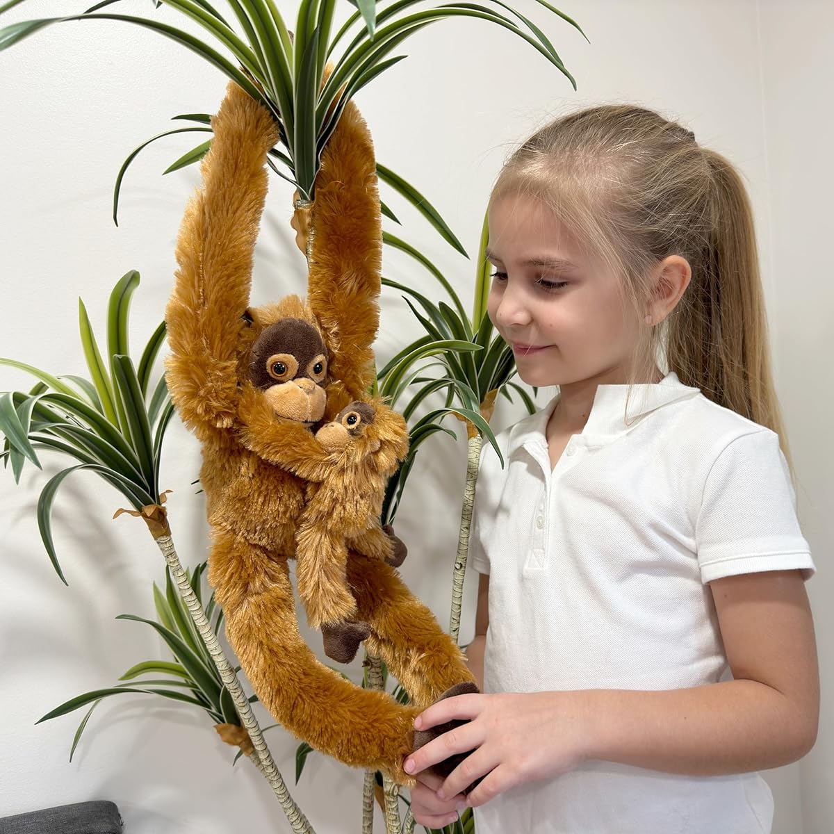 Forest & Twelfth Kids Mom and Baby Hanging Orangutan 32 Inch Kids Stuffed Animal Cute and Cuddly Zoo Animal Perfect for Nursery Room Decor (Mom and Baby Orangutan)