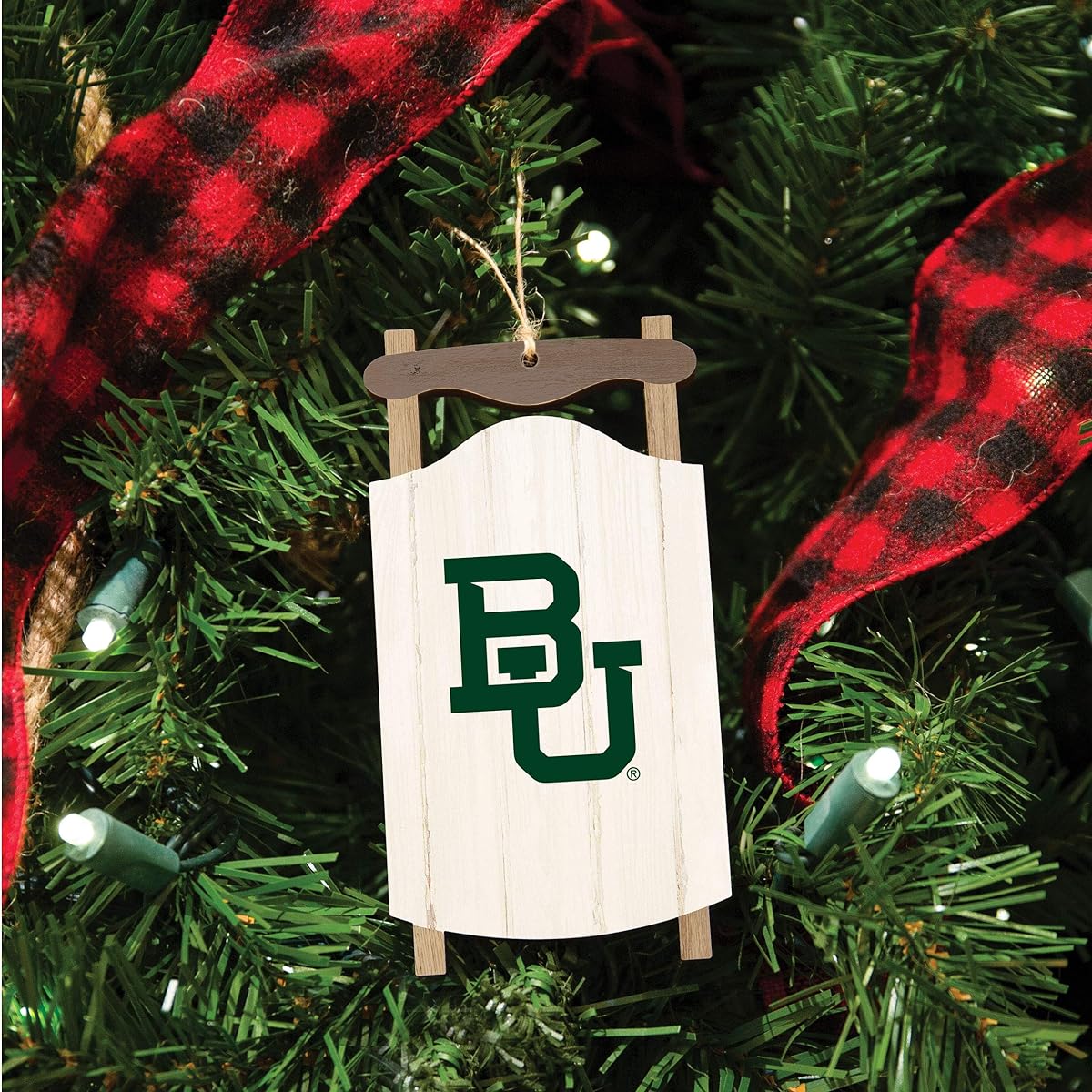 P. Graham Dunn Baylor University Logo Sled 5 x 2.625 MDF Wooden Holiday Hanging Ornament
