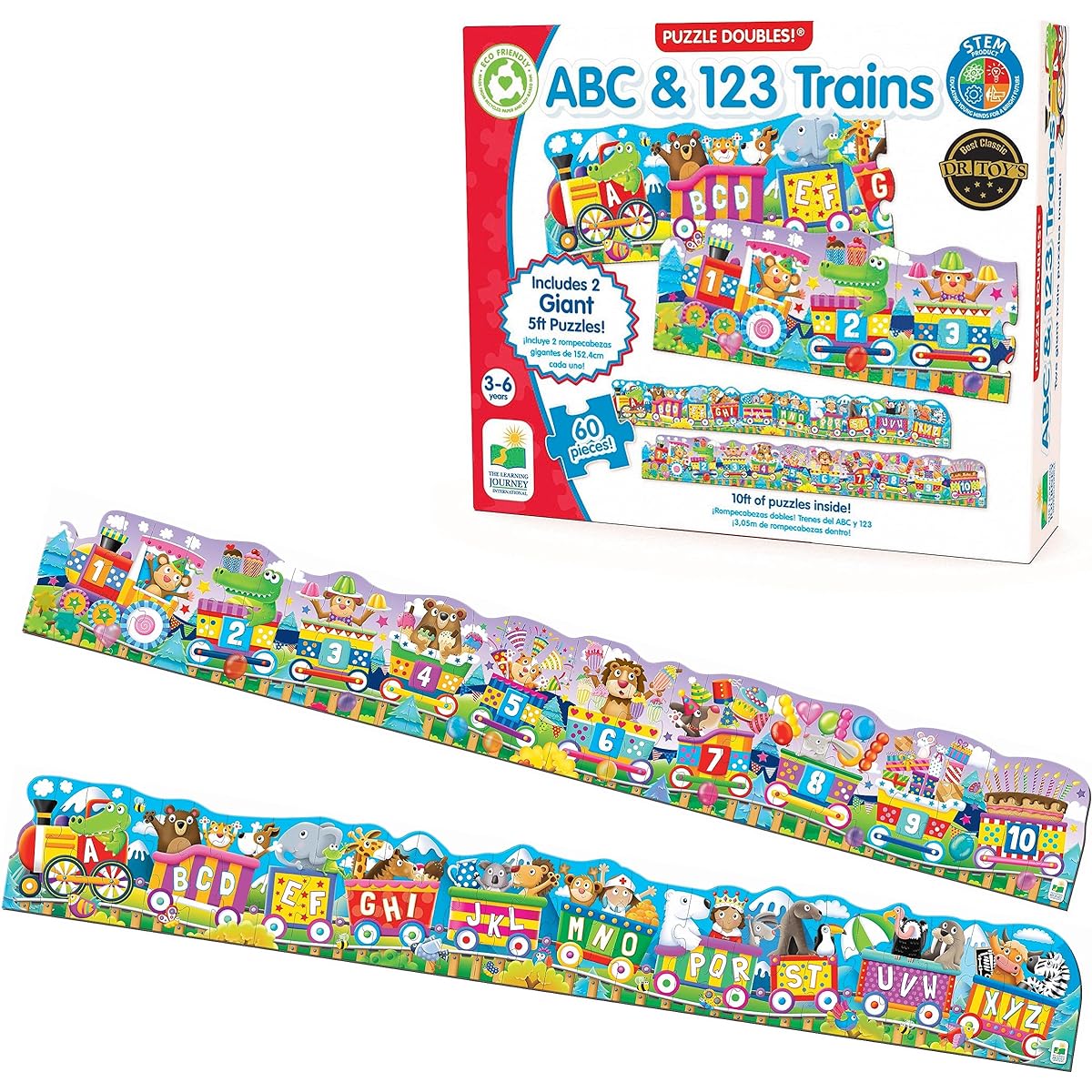 The Learning Journey Puzzle Doubles, Giant ABC & 123 Train Floor Puzzle