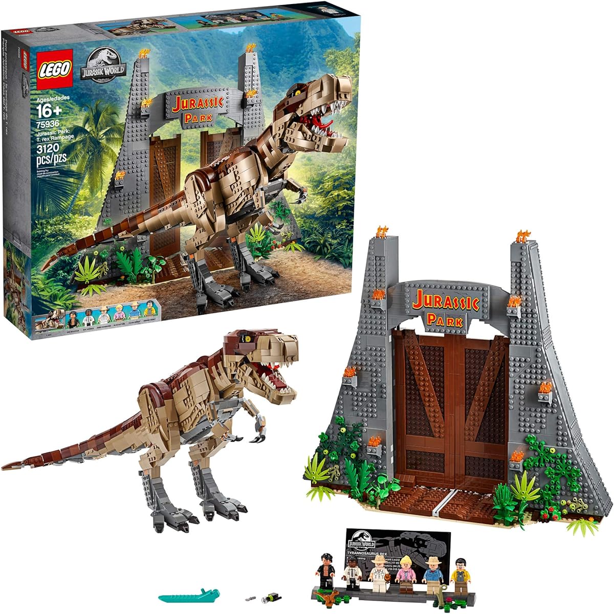 LEGO Jurassic World Jurassic Park: T. rex Rampage 75936 Building Kit, New 2020 (3120 Pieces)