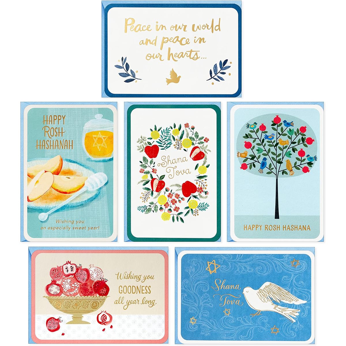 Hallmark Tree of Life Rosh Hashanah Card Assortment Peace In Our Hearts (24 Cards with Envelopes)