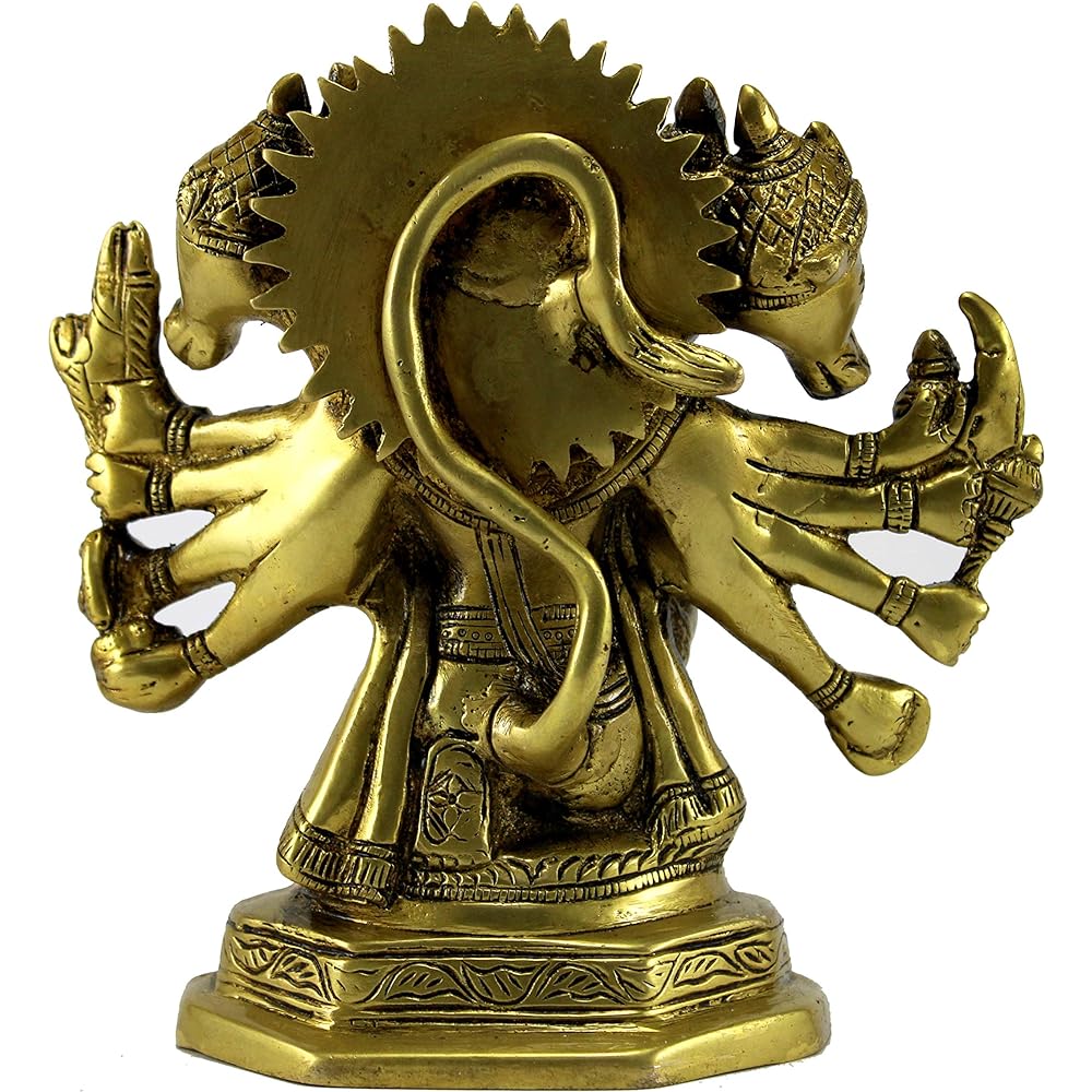 eSplanade Brass Panchmukhi Hanuman Anjaneya Pavan Putra Bhajan Bali Idol Murti Moti Statue 7 Inches
