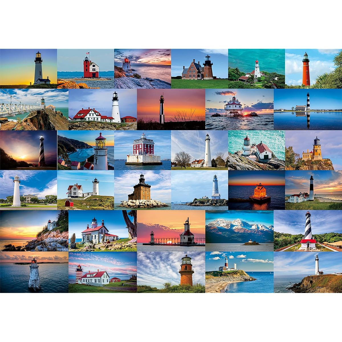 Lighthouse Puzzles for Adults 1000 Piece Beach Puzzle - America's Famous Lighthouses - Landscape Scenery - Jigsaw Puzzle - Lighthouse Gifts