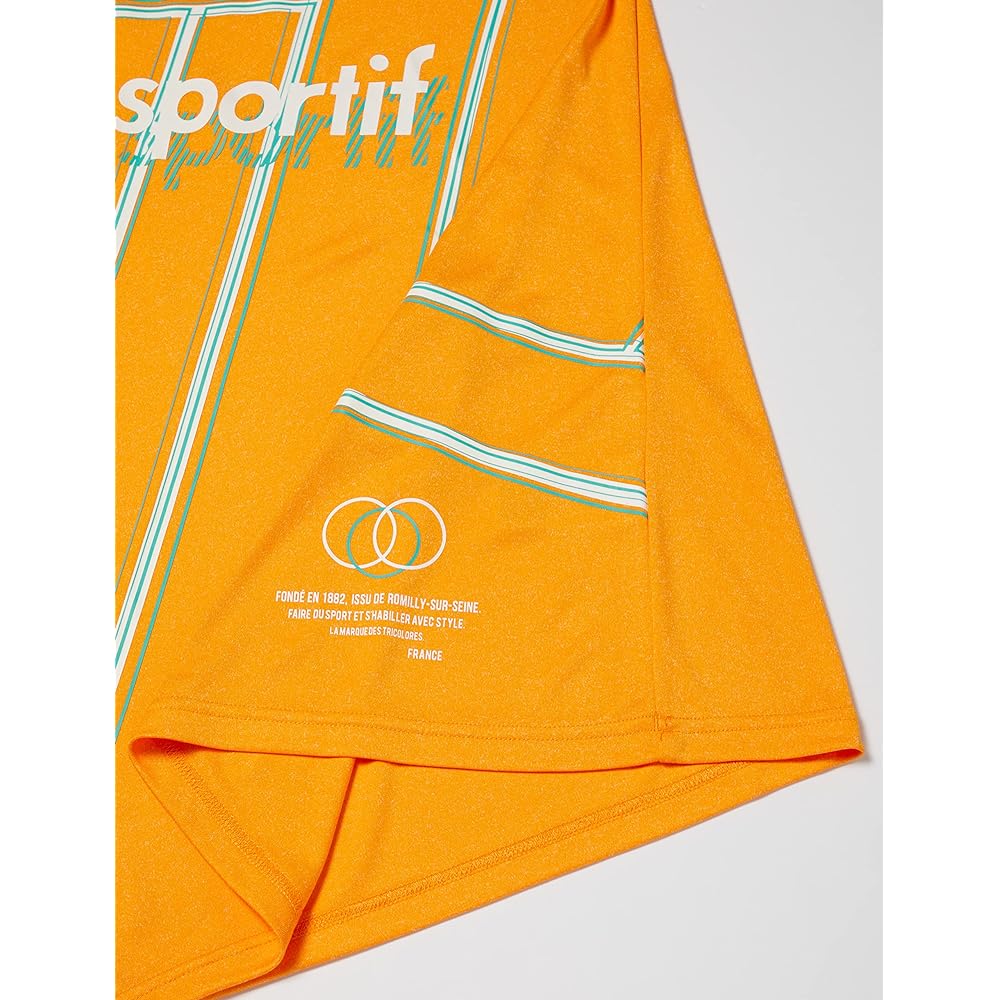 [Le Coq Sportif] Short Sleeve Shirt, Heathered, Tennis Practice Print, Sweat Absorbent, Quick Drying, UV Protection (UPF50+)