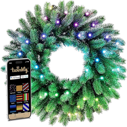 Twinkly 24" Regal Prelight Wreath with 50 Twinkly App Controlled RGB LED Lights