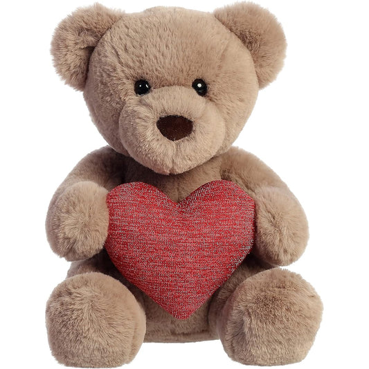Aurora - Valentine - 10" Tuffy Taupe Bear with Heart