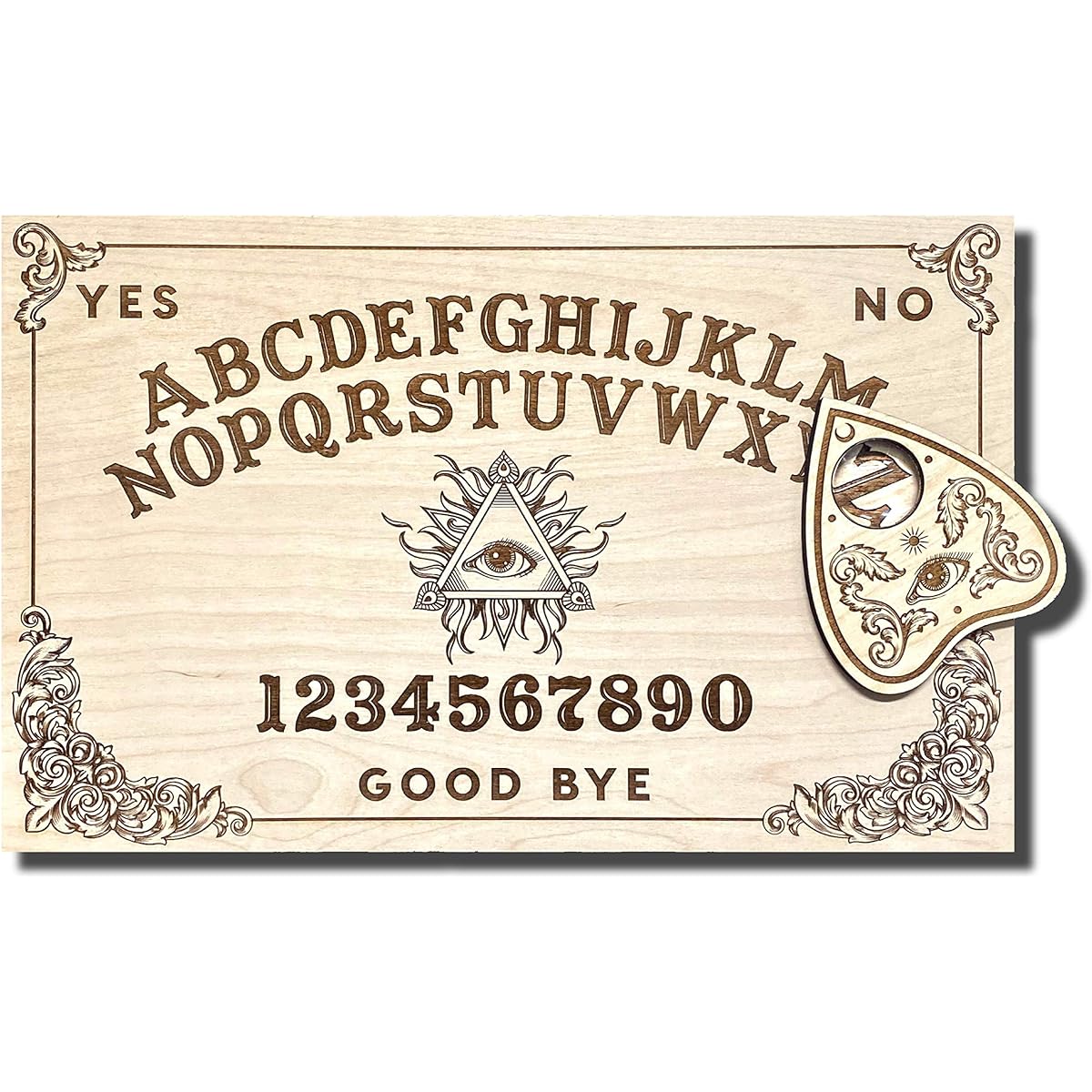 Large Wooden Spirit Board - Handmade Talking Spirit Board with Wooden Planchette - Handmade Wooden Premium Quality Talking Board (Large All Seeing Eye Board)