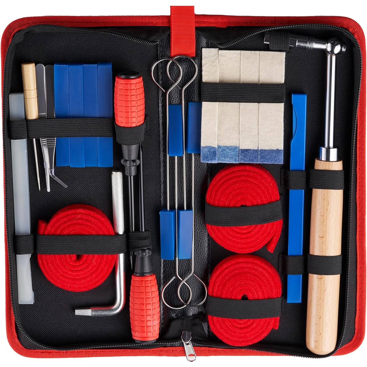 Professional Piano Tuning Kit: 24pcs Piano Tuning Tool Kit Set - Portable Case, 23pcs Tools, Piano Tuning Wrench Fasteners, Tuning Mute for Tuning Beginners and Professional Tuners