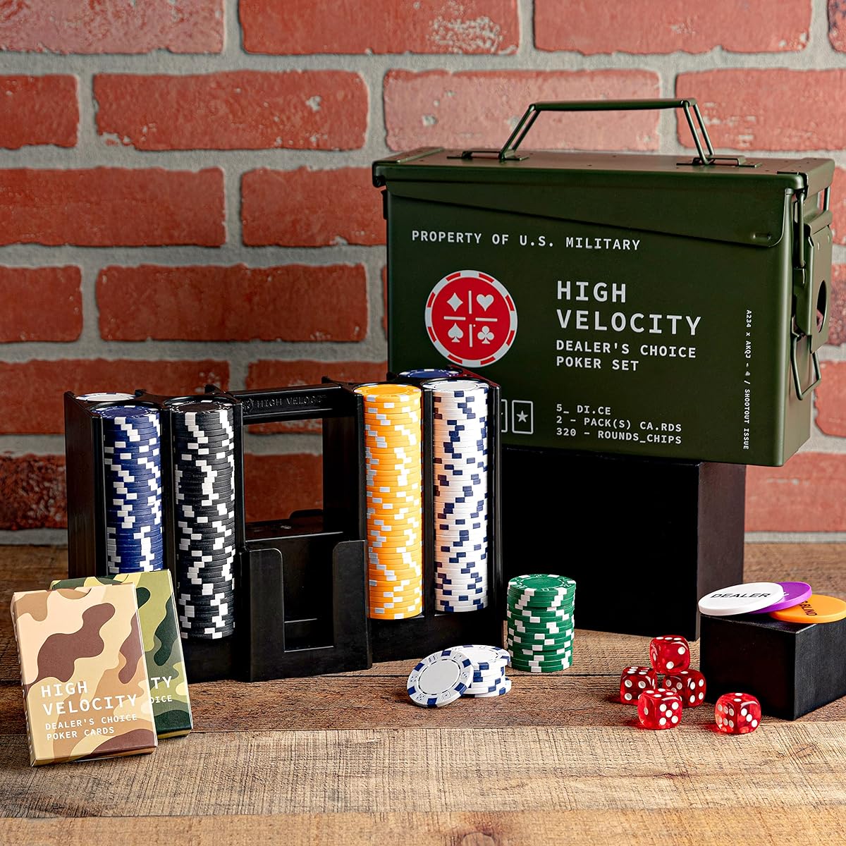 TITAN LSO POKER SET | Tactile Box Includes Ultimate Poker Set - Playing Cards, Poker Chip Set and More | Case and Set Texas Hold'em Blackjack Plus | Groomsman Gifts for Men (Dice Included)