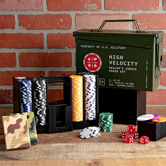 TITAN LSO POKER SET | Tactile Box Includes Ultimate Poker Set - Playing Cards, Poker Chip Set and More | Case and Set Texas Hold'em Blackjack Plus | Groomsman Gifts for Men (Dice Included)