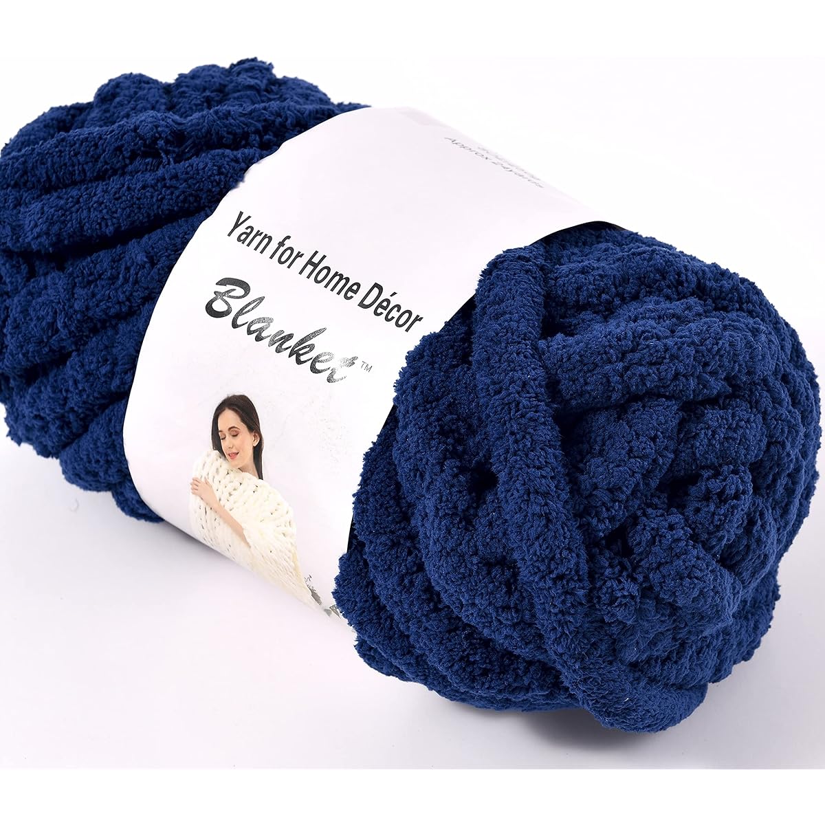 clootess Chenille Chunky Yarn Bulky Large Robe Handmade Knit DIY Sofa Bed Throw Blanket 5 lbs Blue CL-Chenille-1-Yarn-Navy-2.26