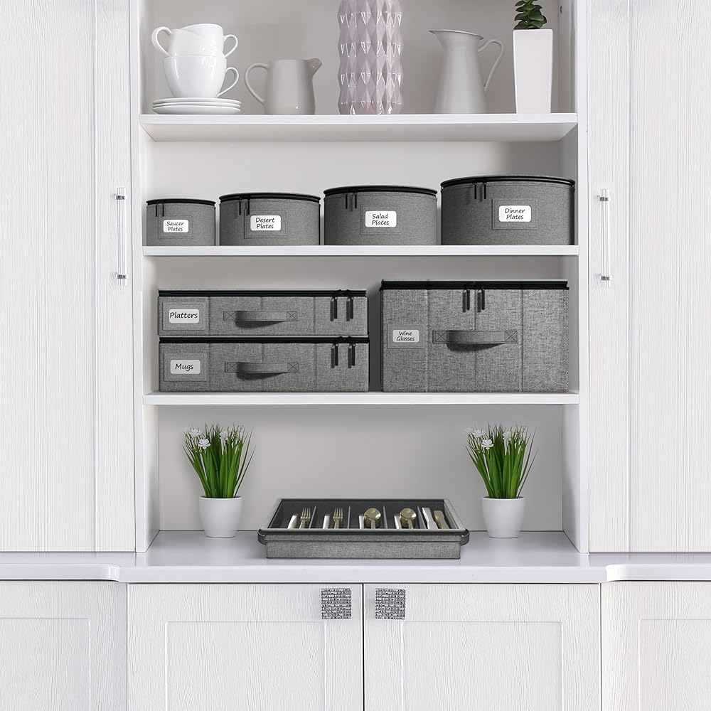 Sorbus Stemware Storage Chest - Deluxe Padded Case with Dividers - Serves 12 - Perfect for Protecting and Carrying Wine Glasses, Champagne Flutes, Goblets, etc. Gray STRG-GLSFA