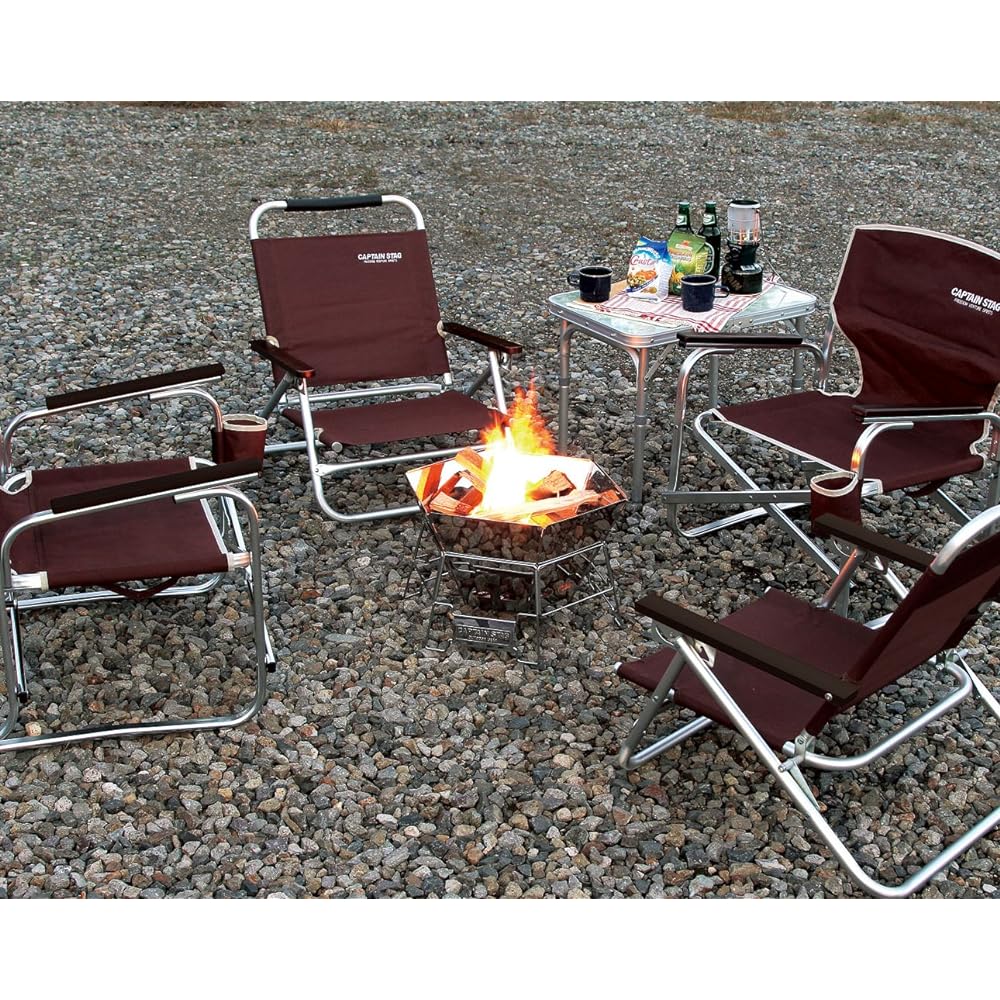 Captain Stag Chair EXGEAR Low Style Reclining Chair Brown UC-1502