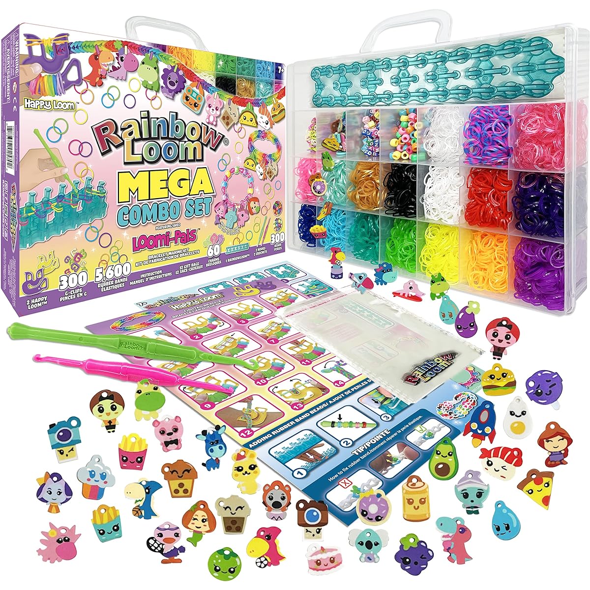 Rainbow Loom® Loomi-Pals™ Mega Set with 60 Cute LP Charms, New RL2.0, Happy Looms, Hooks, Alpha & Pony Beads, 5600 Colorful Bands All in a Carry Case 7+