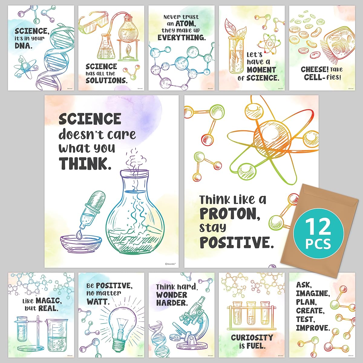 12 Middle School Science Classroom Decor- 11x14" Science Posters for Classroom Middle School Science Posters for Classroom High School, Science Classroom Posters, Science Classroom Decorations
