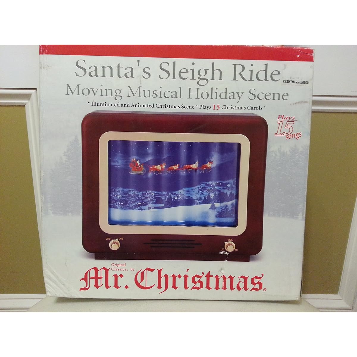 Mr. Christmas Santa's Sleigh Moving Musical Holiday Scene - Illuminated and Animated Christmas Scene Plays 15 Christmas Carols