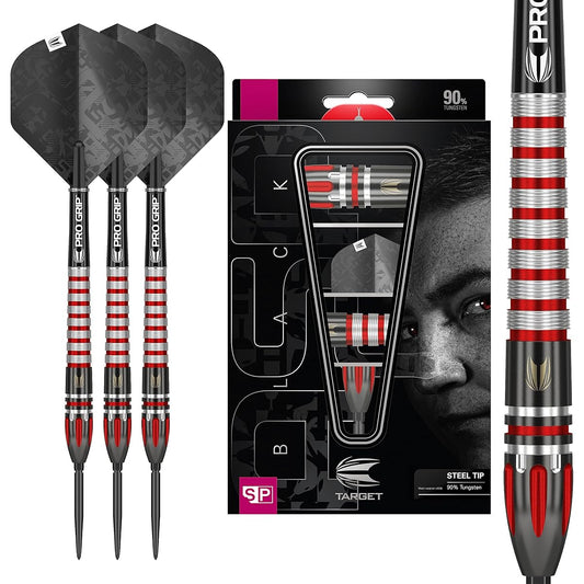 Target Darts Nathan Aspinall 26G Black Edition 90% Tungsten Swiss Point Steel Tip Darts Set 190160