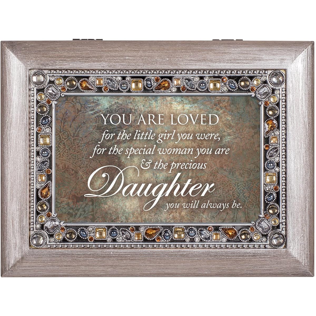 Cottage Garden You are Loved Little Girl Matte Pewter Jewelry Music Box Wonderful World
