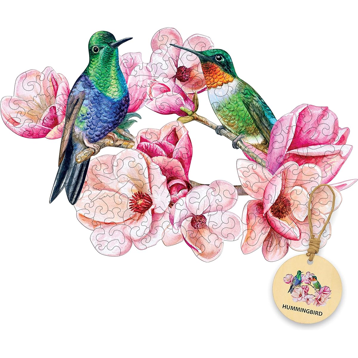 DEPLEE Adult Wooden Puzzle Hummingbird Wooden Jigsaw Puzzle Valentine Puzzle Unique Shape Wooden Animal Puzzle Creative Challenge for Adults, Family and Friends | 120-150 Pieces - 7.6x11.6 Inch | Medium Size