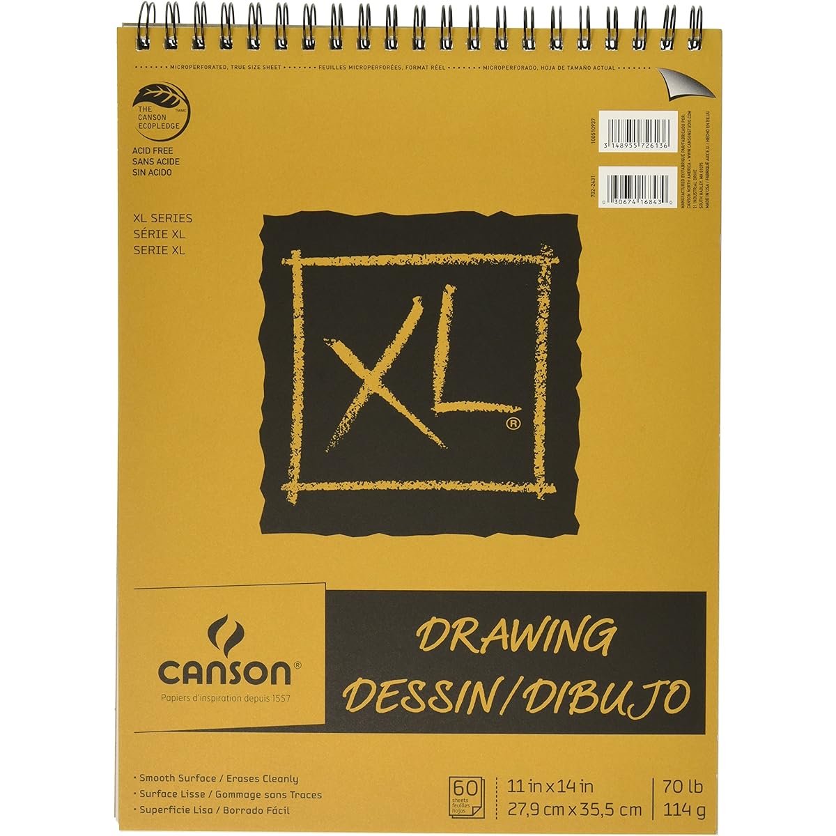 Canson XL 11 x 14 inch Drawing Sheet Pad Top Wire Binding (C702-2431)