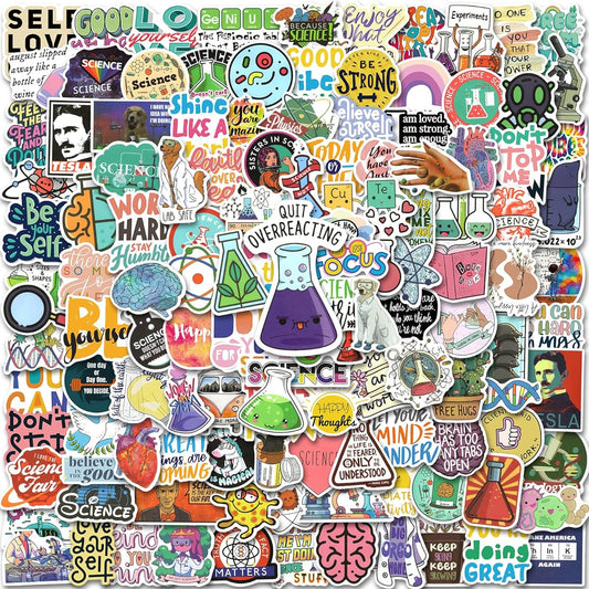 200pcs Science Stickers, Science Classroom Decorations for Teachers Students Kids Teens, Science Stickers for Water Bottles, Math Chemistry Physics Biology Gifts, Lab Science Decorations