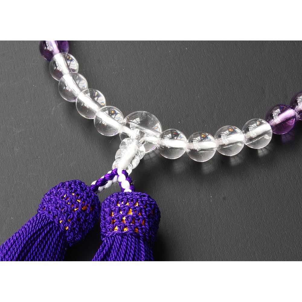 Nakago prayer beads for women, amethyst gradation, 7mm crystal, pure silk head tassel
