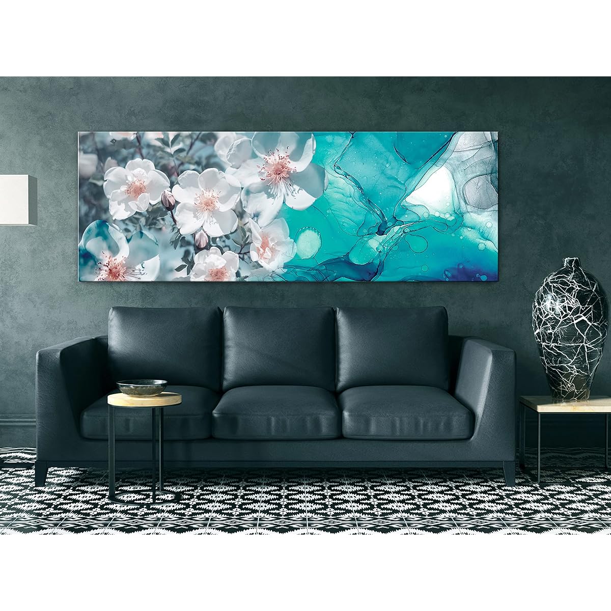 artgeist Handart Canvas Wall Art Flower 53x18inch - 1 Piece Painting Canvas Print Photo Artwork Picture Framed Modern Pictures Wall Home Nature Tree Branch Abstract b-C-10162-b-a
