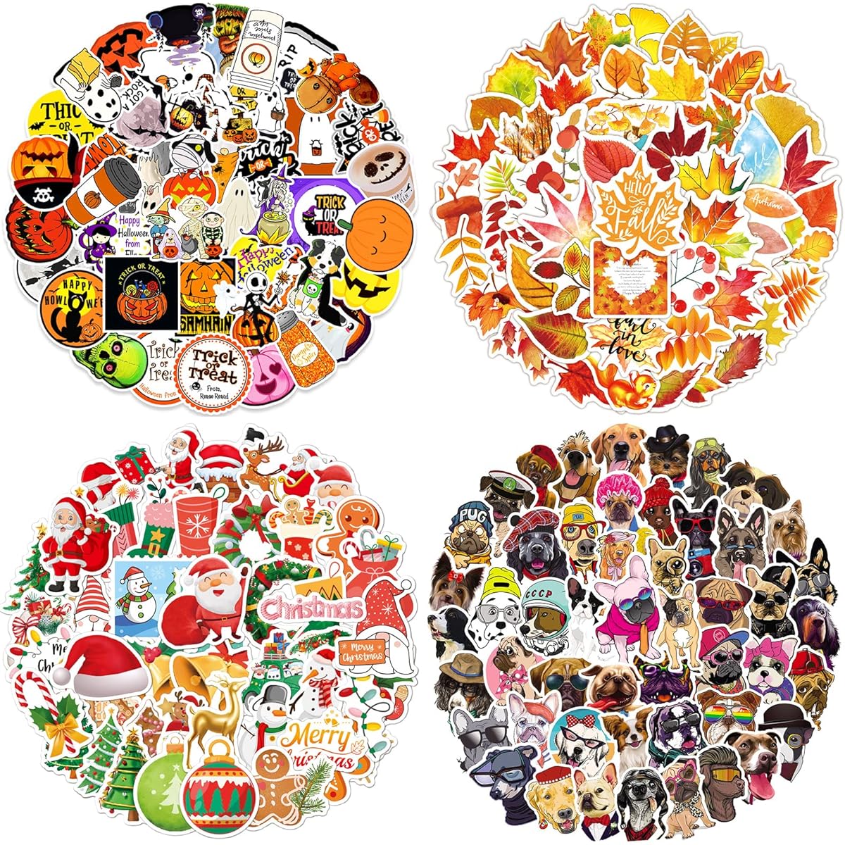 Holiday Seasonal Vinyl Stickers for Kids Thanksgiving Halloween Christmas Party Favors Gift Set of 200