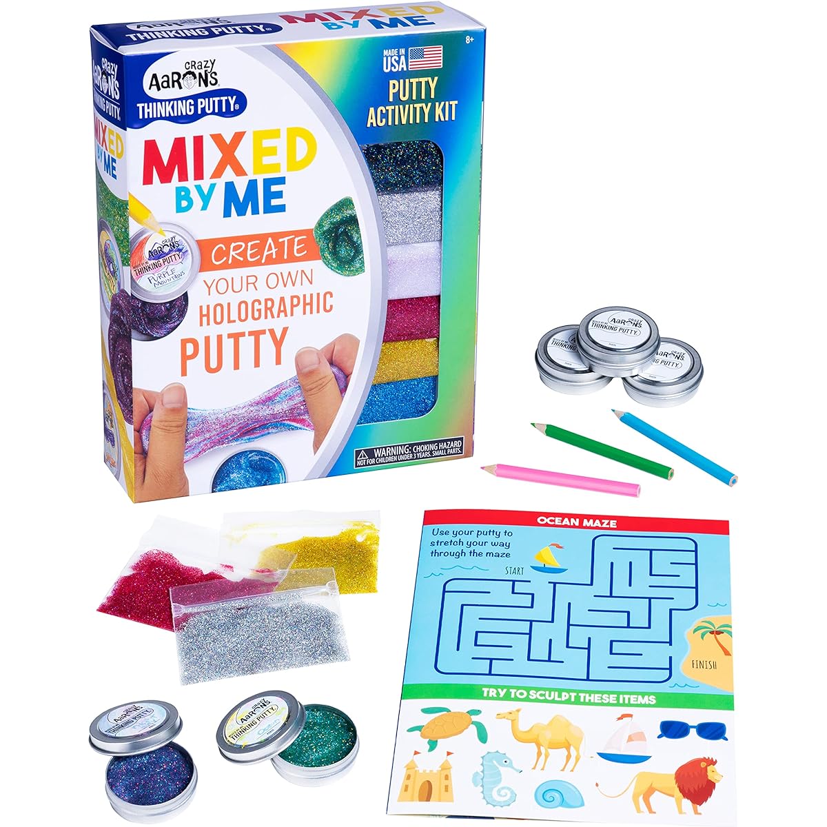 Crazy Aaron's Thinking Putty, HOLOGRAPHIC MIXED BY ME KIT, New for 2017