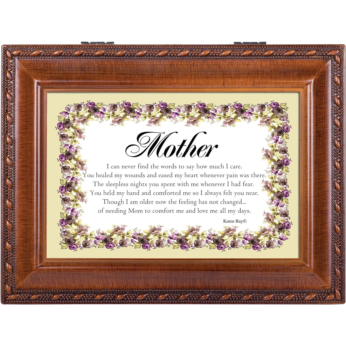 Mother Life and Loves Wood Grain Keepsake Music Box Plays Edelweiss
