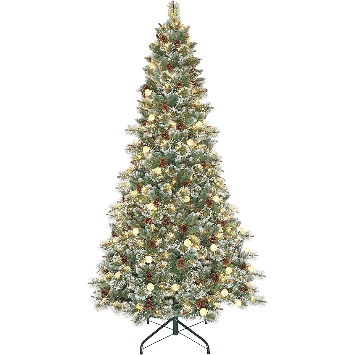 Puleo International Pre-Lighted Carolina Pine Blue/Green Artificial Christmas Tree.