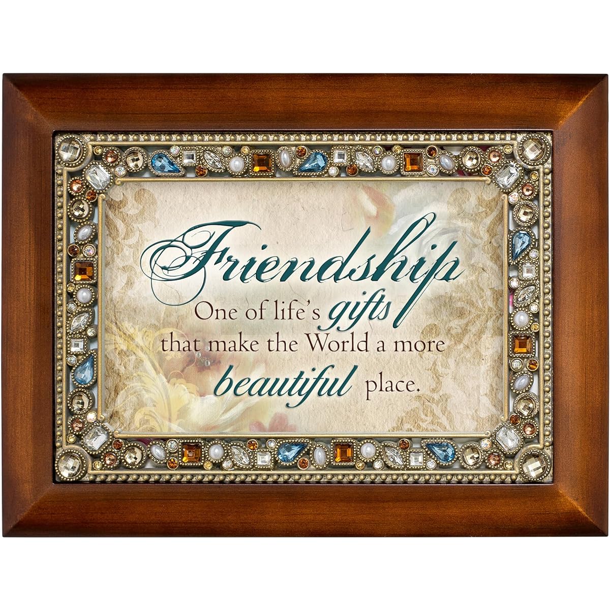 [Cottage Garden]Cottage Garden Friendship Life's Gifts Jewel Musical Music Jewelry Box with Dark Wood Finish Plays That's What Friends [Parallel Import]
