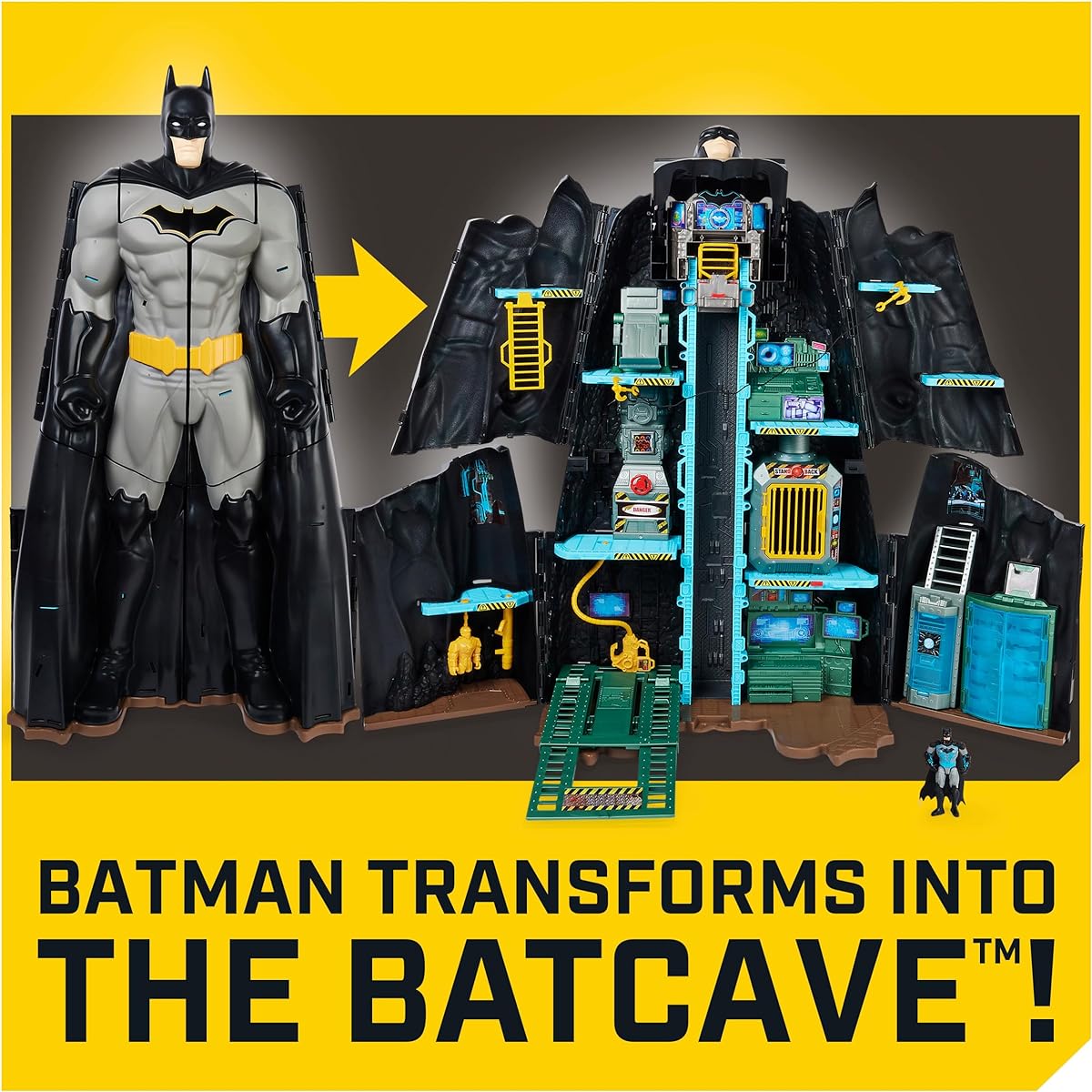 DC Comics Batman Battech Batcave Giant Transforming Playset with 4" Batman Figure and Accessories Toys for Boys Ages 4+