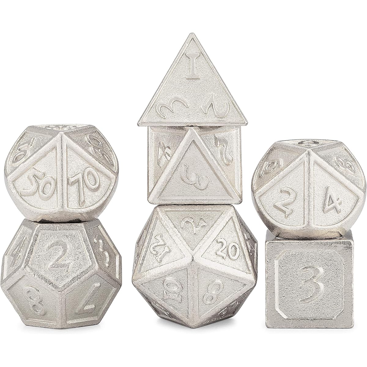 HEIMDALLR Metal DND Dice Set, 7pcs Dungeons & Dragons Polyhedral Dice Set with D&D Dice Bag for RPG Games, D20 Included, Blacksmith Craft Dice (Alchemy)