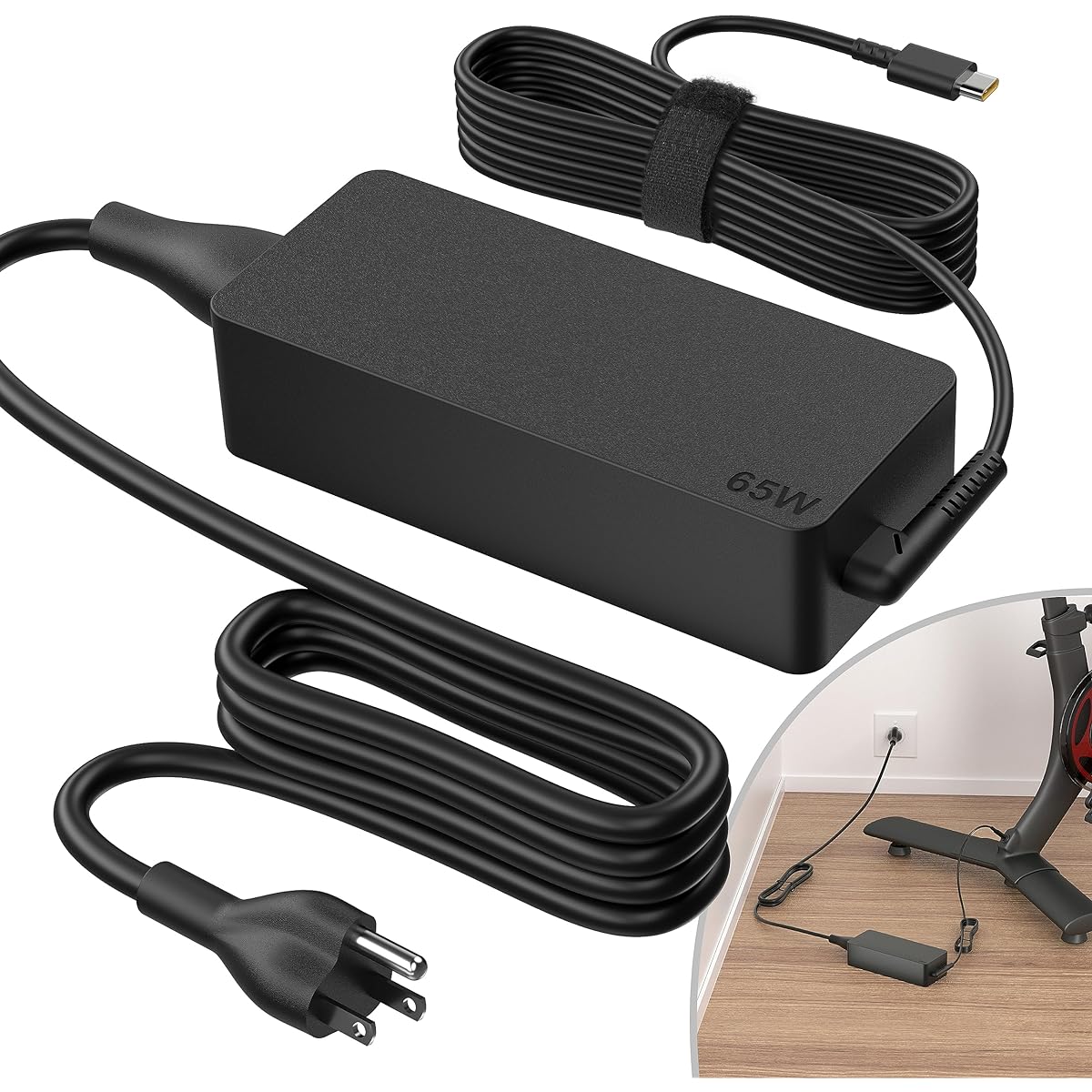 PeloFamily Replacement Power Cord for Peloton Bike Plus Charger Cord Power Adapter for up to 65W Bike + Accessories PL-02 Only (Not Compatible with Original Bikes)